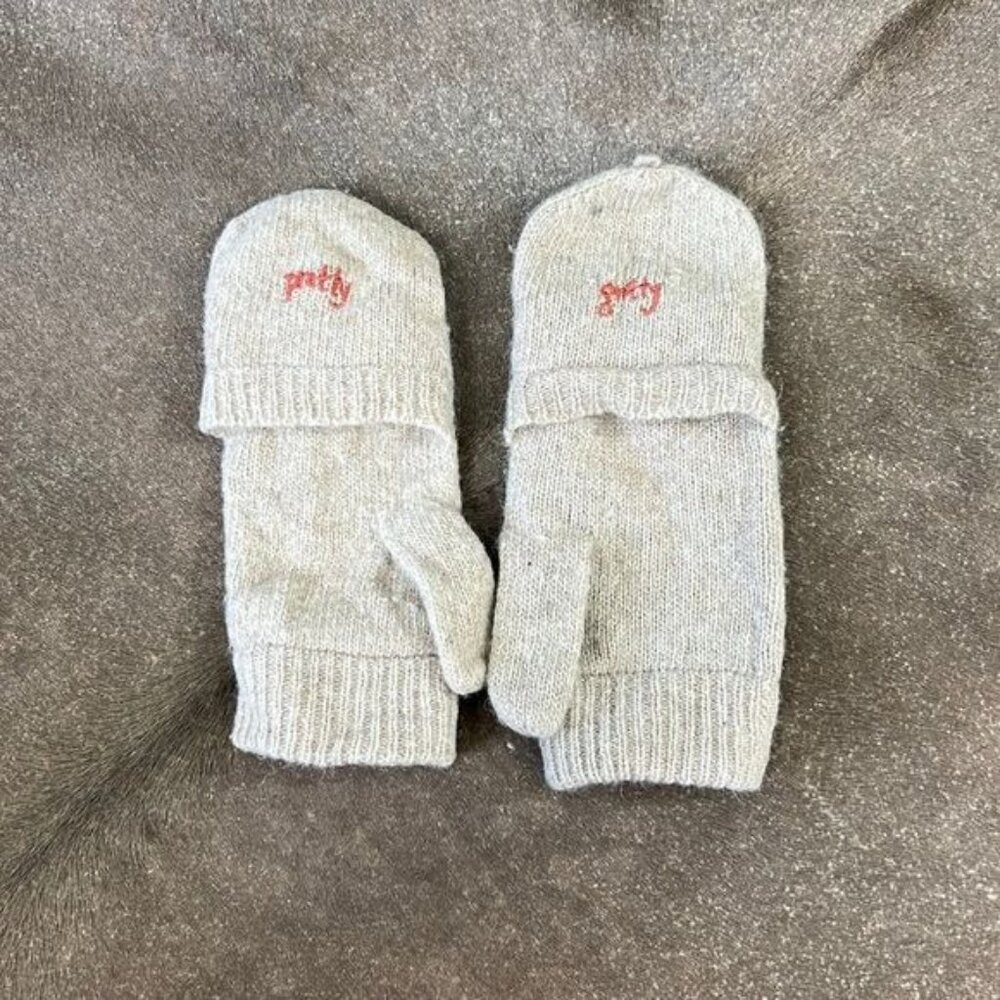 Carolina Amato Angora Wool Fingerless Mittens Gloves